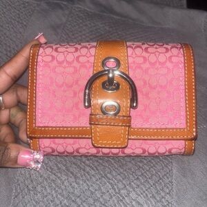 Pink and Brown Soho Wallet with Silver Buckle